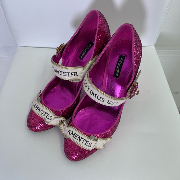 Dolce & Gabbana Pink Sequin Heels - Picture 1 of 4